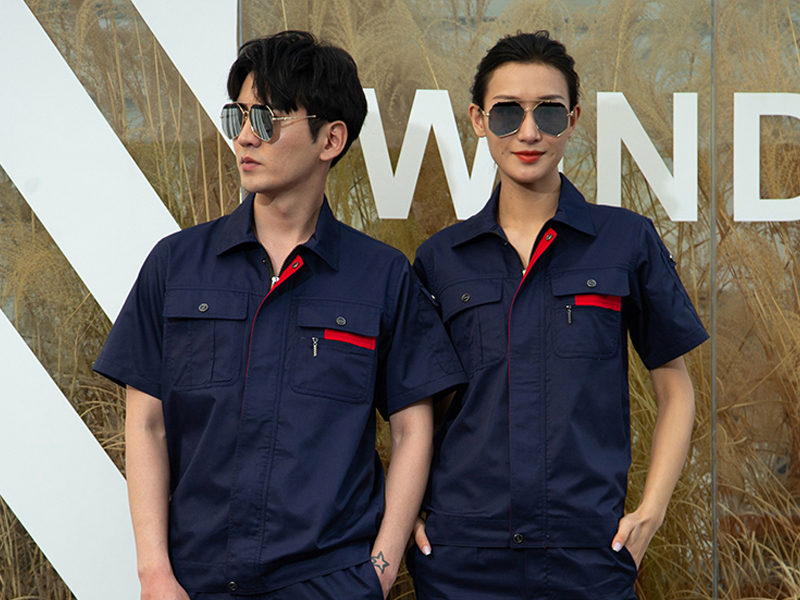 男女同款藍(lán)色工作服，工作服廠家
